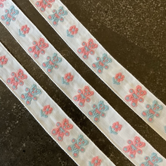 Vintage jacquard teddy bears sewing trim 4 yards fabric ribbon - Picture 3 of 5